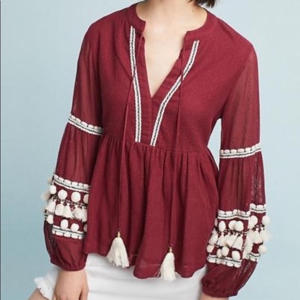Anthropologie Vineet Bahl Nisha Peasant Top XS/s